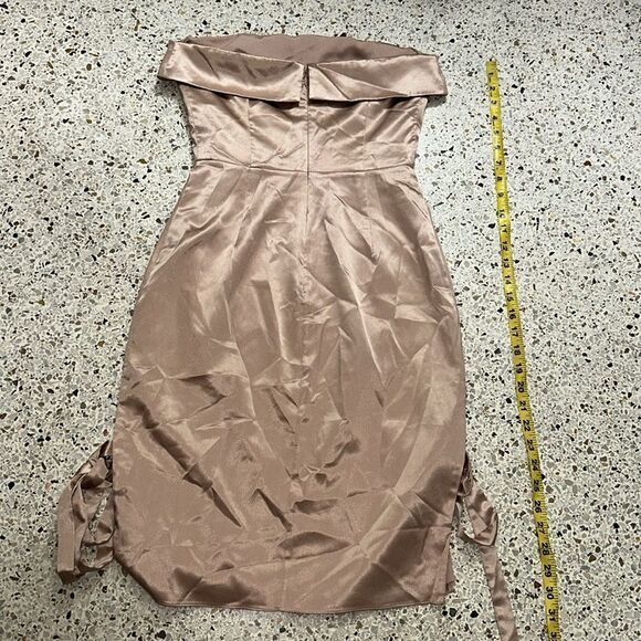 NBD champagne satin strapless mini dress small s back zip lined Revolve - Picture 4 of 5